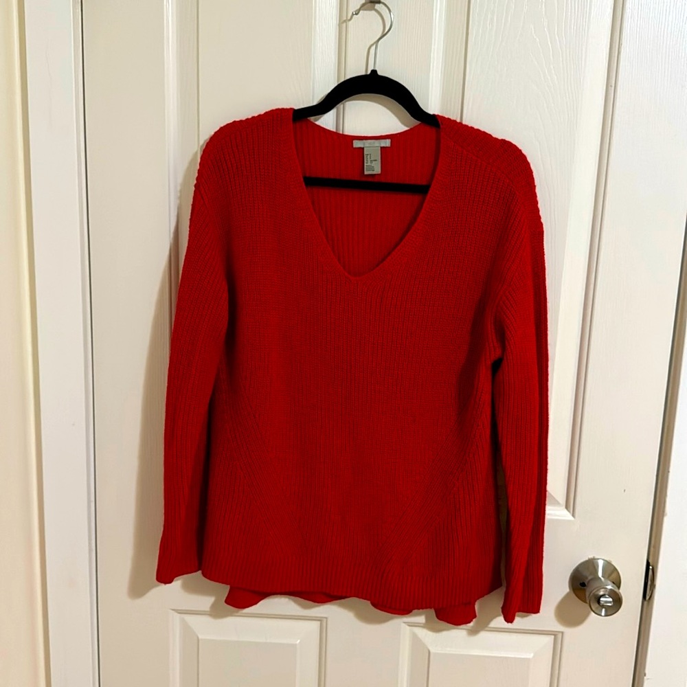 Red v-neck sweater from H&M